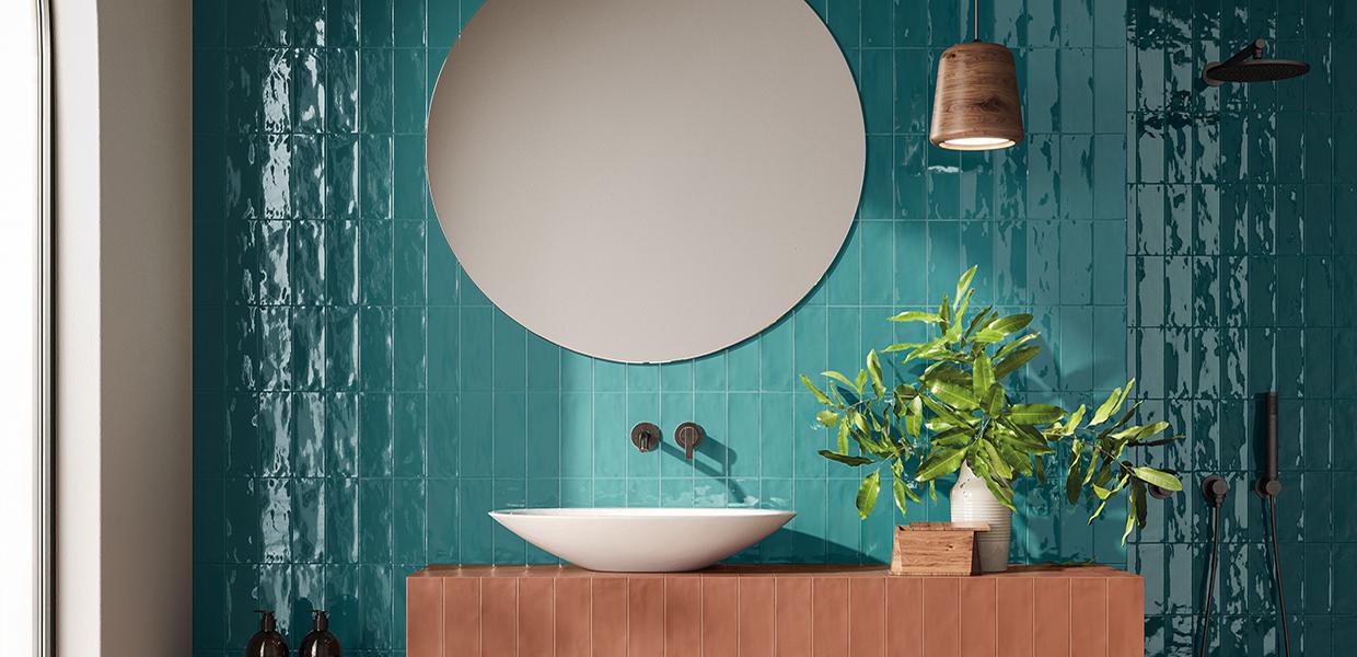 Porcelain Stoneware Ergon Abacus Brick Bathroom Amaranto Lux,petrolio Lux | Emilceramica Porcelain Stoneware Ergon Abacus Brick Bathroom Amaranto Lux,petrolio Lux | Emilceramica