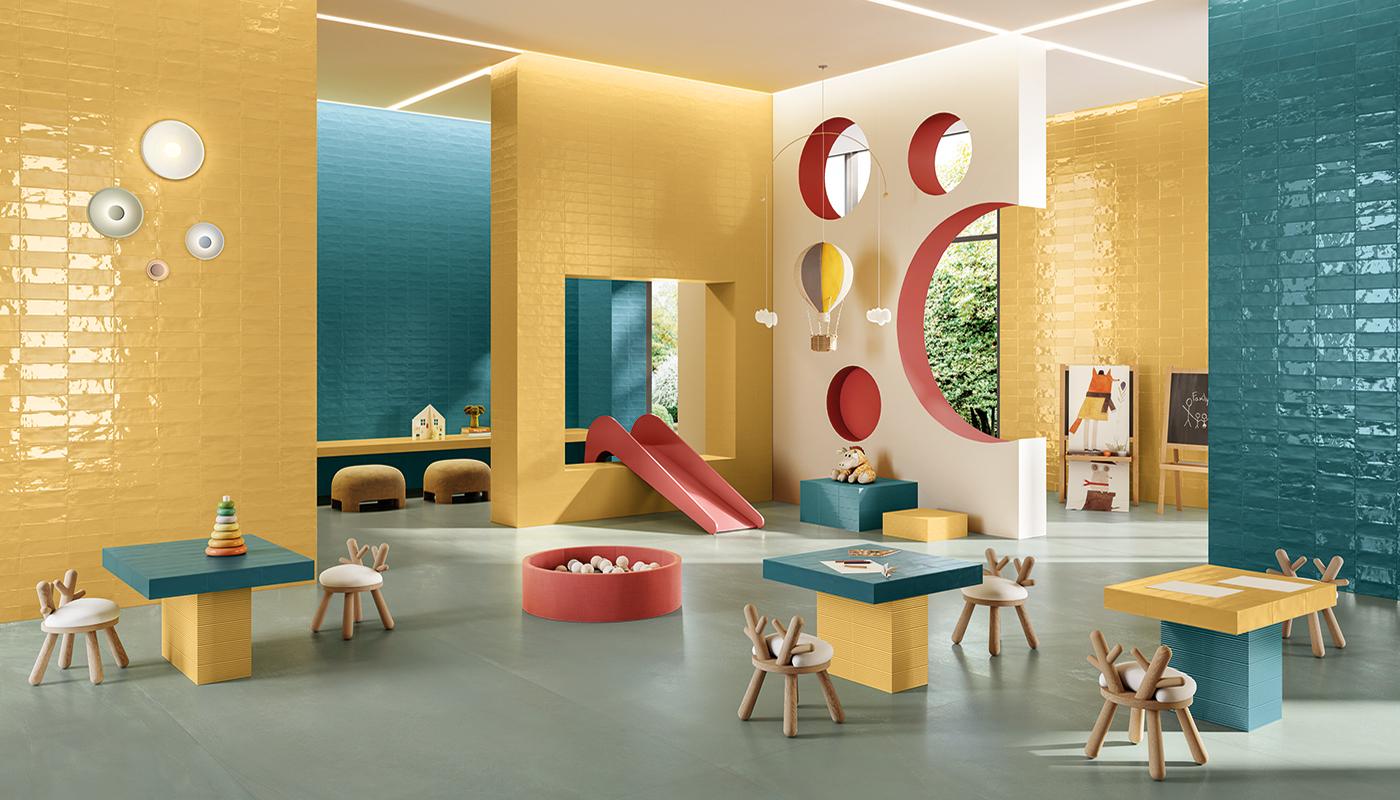 Porcelain Stoneware Ergon Abacus Brick,concrete,resin Public Space Senape Lux,petrolio Lux,petrolio Plissè Lux,verde Salvia | Emilceramica Porcelain Stoneware Ergon Abacus Brick,concrete,resin Public Space Senape Lux,petrolio Lux,petrolio Plissè Lux,verde Salvia | Emilceramica