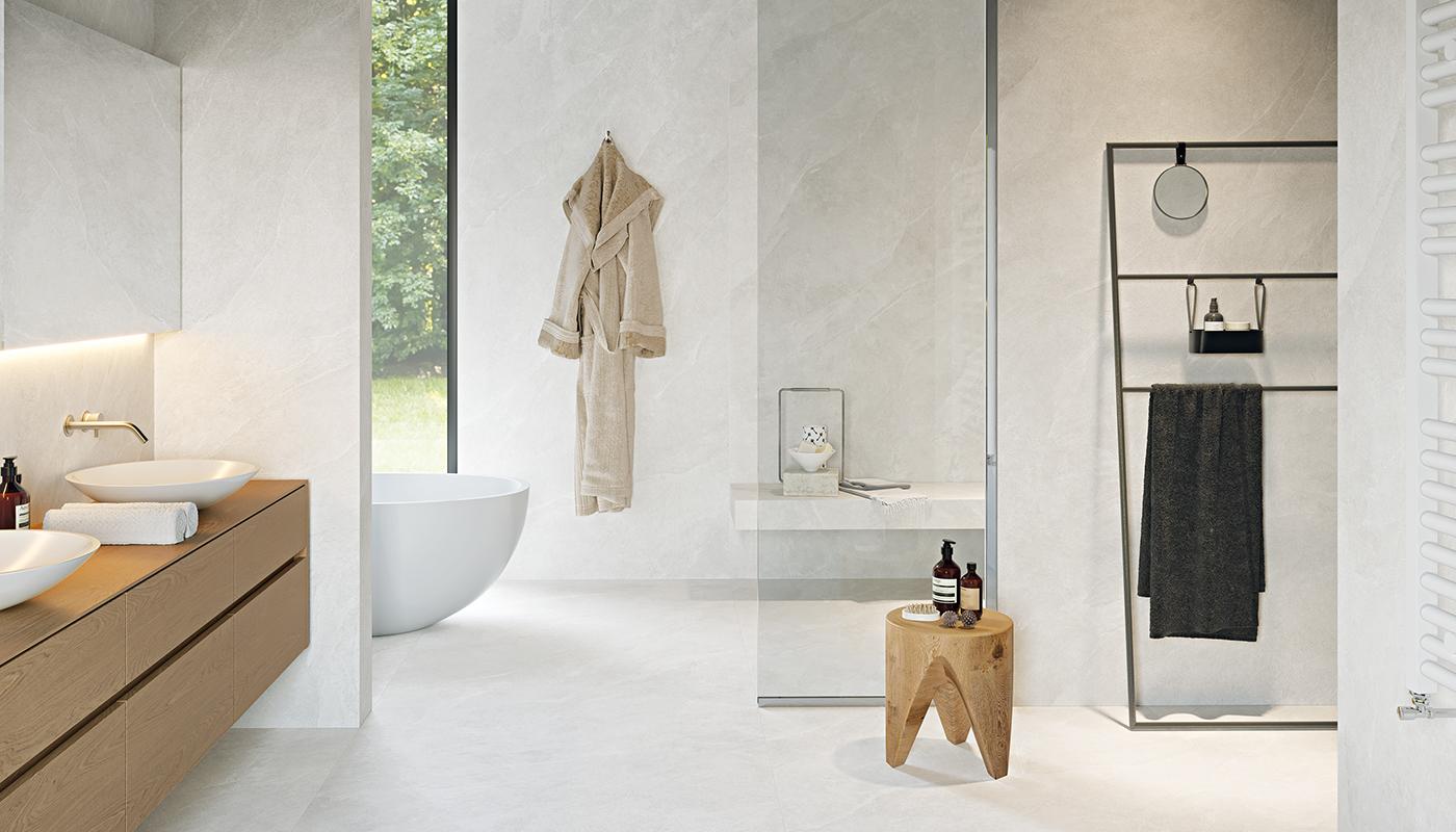 Porcelain Stoneware Ergon Ergon Slabs Usa Stone,concrete,marble,resin Bathroom Slate White ,slate White Stone | Emilceramica Porcelain Stoneware Ergon Ergon Slabs Usa Stone,concrete,marble,resin Bathroom Slate White ,slate White Stone | Emilceramica