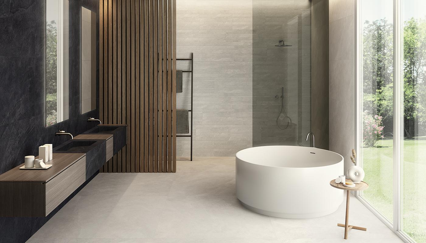 Porcelain Stoneware Ergon Cornerstone Stone,concrete,marble,resin Bathroom Slate Black ,slate White ,slate White Stone | Emilceramica Porcelain Stoneware Ergon Cornerstone Stone,concrete,marble,resin Bathroom Slate Black ,slate White ,slate White Stone | Emilceramica